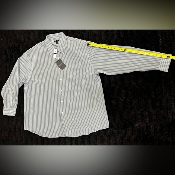 NWT VAN HEUSEN Men's Shirt Size XXL 18-18.5 Striped Mirage Gray Long Sleeve - Picture 3 of 9